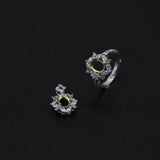 6x8MM Flower Oval Prong Bezel 925 Silver Pendant Blank Settings