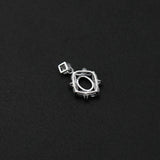 6x8MM Flower Oval Prong Bezel 925 Silver Pendant Blank Settings