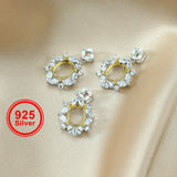 6x8MM Flower Oval Prong Bezel 925 Silver Pendant Blank Settings