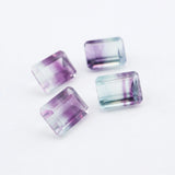 6x8MM Green Purple Fluorite Rectangular Emerald Cut Loose Gemstone