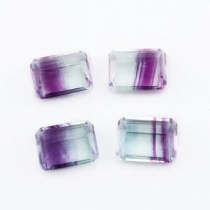 6x8MM Green Purple Fluorite Rectangular Emerald Cut Loose Gemstone