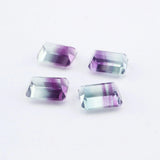 6x8MM Green Purple Fluorite Rectangular Emerald Cut Loose Gemstone