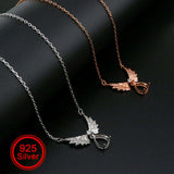7x9MM Pear Prong Pendant Necklace Angel Wing