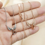 7x9MM Pear Prong Pendant Necklace Angel Wing