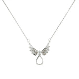 7x9MM Pear Prong Pendant Necklace Angel Wing
