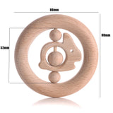 80mm Wooden Baby Teether Circle Beech Wood Rodent Teething Soother
