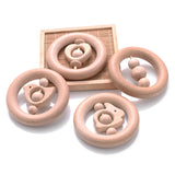 80mm Wooden Baby Teether Circle Beech Wood Rodent Teething Soother