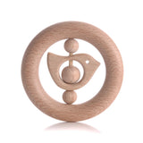 80mm Wooden Baby Teether Circle Beech Wood Rodent Teething Soother