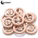 80mm Wooden Baby Teether Circle Beech Wood Rodent Teething Soother