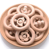 80mm Wooden Baby Teether Circle Beech Wood Rodent Teething Soother