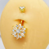 925 Silver Flower CZ Navel Piercing