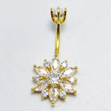 925 Silver Flower CZ Navel Piercing