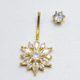 925 Silver Flower CZ Navel Piercing