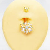 925 Silver Flower CZ Navel Piercing
