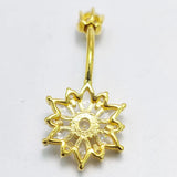 925 Silver Flower CZ Navel Piercing