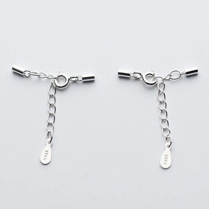 925 Sterling Silver Leather Cord End Clasps with Lobster Chain for DIY Jewelry