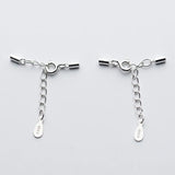 925 Sterling Silver Leather Cord End Clasps with Lobster Chain for DIY Jewelry
