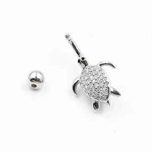 925 Silver Turtle Navel Piercing CZ Belly Button Ring Body Jewelry