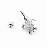 925 Silver Turtle Navel Piercing CZ Belly Button Ring Body Jewelry