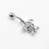 925 Silver Turtle Navel Piercing CZ Belly Button Ring Body Jewelry