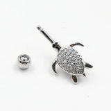 925 Silver Turtle Navel Piercing CZ Belly Button Ring Body Jewelry