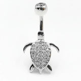 925 Silver Turtle Navel Piercing CZ Belly Button Ring Body Jewelry