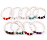 Fresh Water Pearl Opal Crystal Beaded Stretch Bracelet BR06