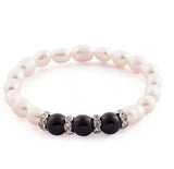 Fresh Water Pearl Opal Crystal Beaded Stretch Bracelet BR06