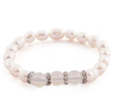 Fresh Water Pearl Opal Crystal Beaded Stretch Bracelet BR06