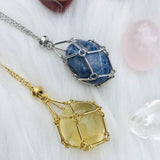 Crystal Stone Holder Necklace - Silver Chain