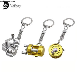 Alloy Fishing Reel Drum Pendant Keychain Outdoor Fishing Tackle