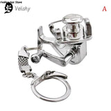 Alloy Fishing Reel Drum Pendant Keychain Outdoor Fishing Tackle