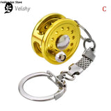 Alloy Fishing Reel Drum Pendant Keychain Outdoor Fishing Tackle