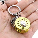 Alloy Fishing Reel Drum Pendant Keychain Outdoor Fishing Tackle