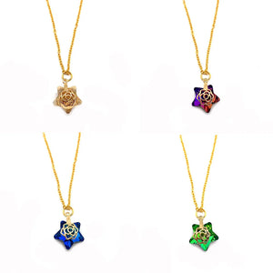 Crystal Star Shape Faceted Necklace Chain Cubic Zirconia Crystal