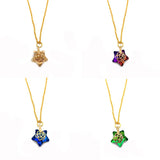 Crystal Star Shape Faceted Necklace Chain Cubic Zirconia Crystal