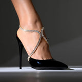 CZ High Heel Anklet for Women Leg Chain Beach Foot Sandals