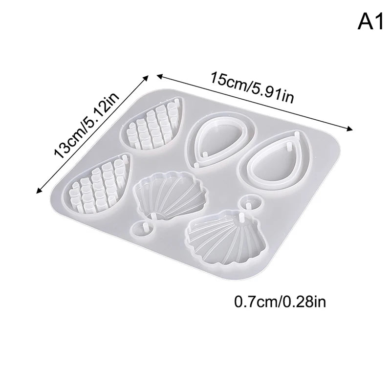Epoxy Resin Mold for Earrings & Pendants - Water Drops, Shells, Fish