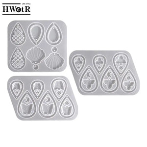 Epoxy Resin Mold for Earrings & Pendants - Water Drops, Shells, Fish