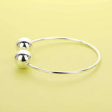 925 Sterling Silver Double Balls Wire Bangle Bracelet DIY Beading Charm Supplies