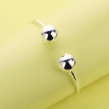 925 Sterling Silver Double Balls Wire Bangle Bracelet DIY Beading Charm Supplies