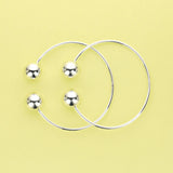 925 Sterling Silver Double Balls Wire Bangle Bracelet DIY Beading Charm Supplies