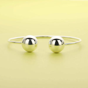 925 Sterling Silver Double Balls Wire Bangle Bracelet DIY Beading Charm Supplies