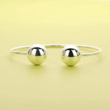 925 Sterling Silver Double Balls Wire Bangle Bracelet DIY Beading Charm Supplies