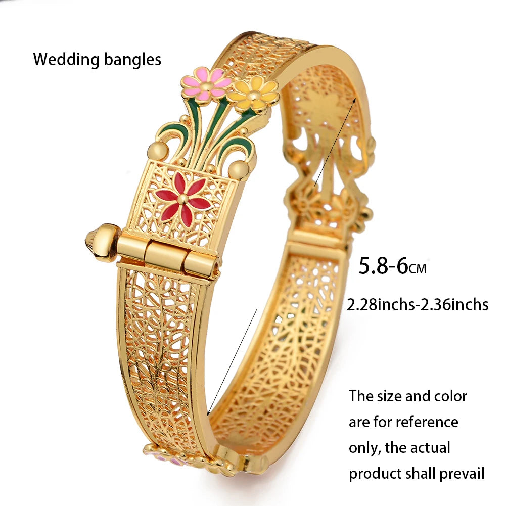 1Pcs Dubai Bangles 18K Bracelet Heavy Women's Jewelry