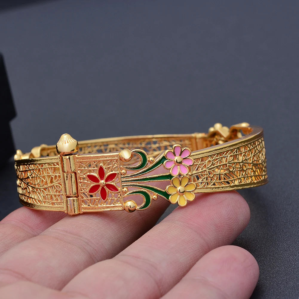 1Pcs Dubai Bangles 18K Bracelet Heavy Women's Jewelry
