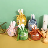 1Pcs Easter Bunny Bags Rabbit Ears Velvet Bag Sugar Box Wedding Candy Box Basket