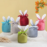 1Pcs Easter Bunny Bags Rabbit Ears Velvet Bag Sugar Box Wedding Candy Box Basket