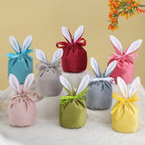 1Pcs Easter Bunny Bags Rabbit Ears Velvet Bag Sugar Box Wedding Candy Box Basket