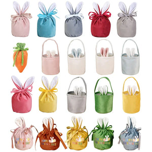 1Pcs Easter Bunny Bags Rabbit Ears Velvet Bag Sugar Box Wedding Candy Box Basket